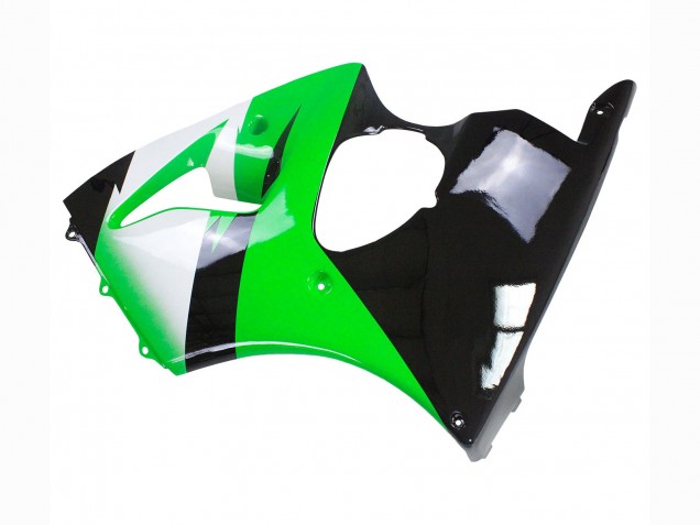 1998-1999 Kawasaki ZX6R Motorcycle Fairings - Green White Glossy Black
