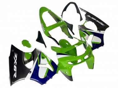 1998-1999 Kawasaki ZX6R Motorcycle Fairings - Green White Blue Silver Glossy Black