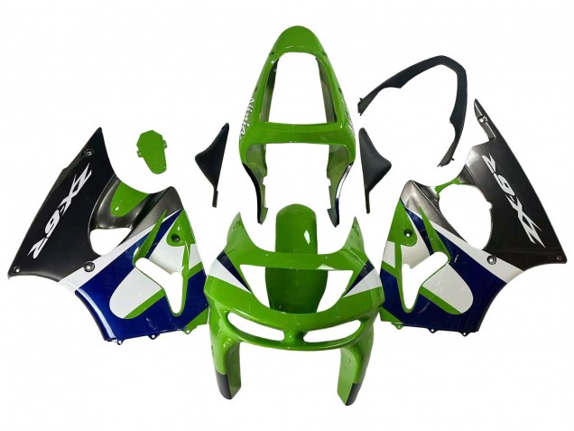 1998-1999 Kawasaki ZX6R Motorcycle Fairings - Green White Blue Silver Glossy Black