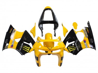 1998-1999 Kawasaki ZX6R Motorcycle Fairings - Yellow Black Monster Elf Bridgestone
