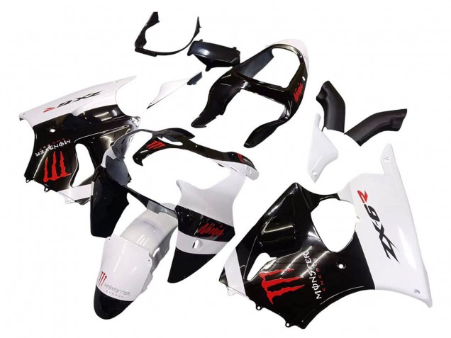 2000-2002 Kawasaki ZX6R Motorcycle Fairings - White Black Red Monster