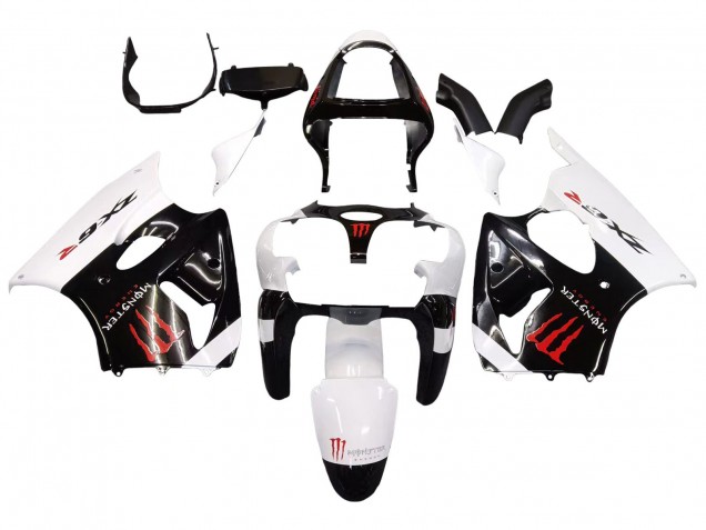 2000-2002 Kawasaki ZX6R Motorcycle Fairings - White Black Red Monster