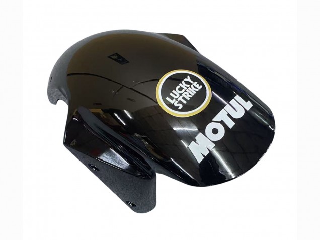 2003-2004 Kawasaki ZX6R Motorcycle Fairings - Glossy Black White Motul Lucky Strike