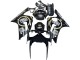 2003-2004 Kawasaki ZX6R Motorcycle Fairings - Glossy Black White Motul Lucky Strike