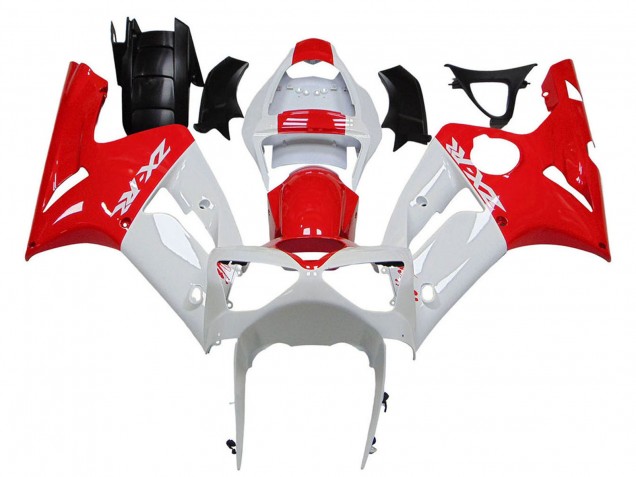 2003-2004 Kawasaki ZX6R Motorcycle Fairings - White Red