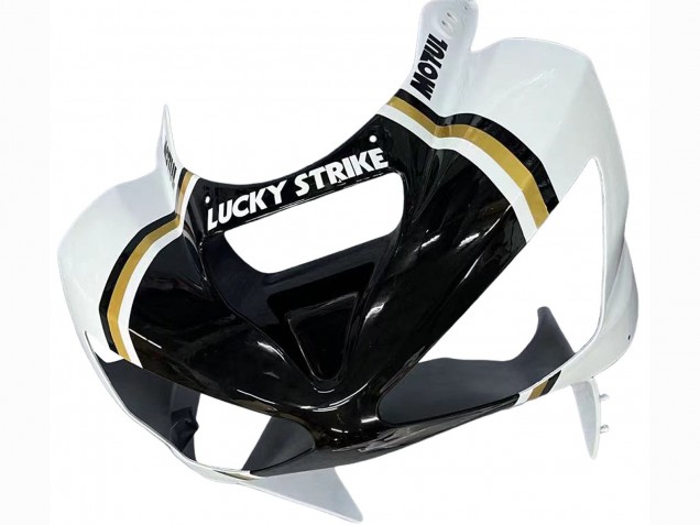 2003-2004 Kawasaki ZX6R Motorcycle Fairings - White Black Motul Lucky Strike