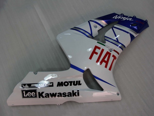 2003-2004 Kawasaki ZX6R Motorcycle Fairings - White Blue Red Fiat