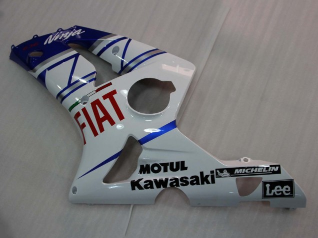 2003-2004 Kawasaki ZX6R Motorcycle Fairings - White Blue Red Fiat