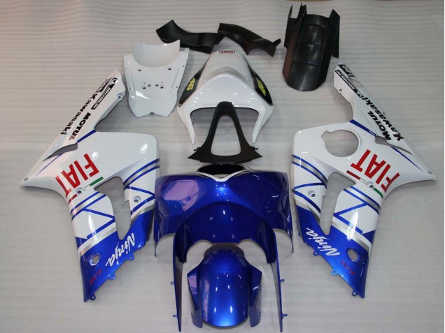 2003-2004 Kawasaki ZX6R Motorcycle Fairings - White Blue Red Fiat