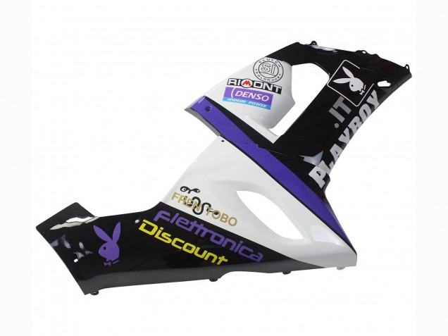 2005-2006 Kawasaki ZX6R Motorcycle Fairings - White Purple Black Rizoma Playboy DENSO