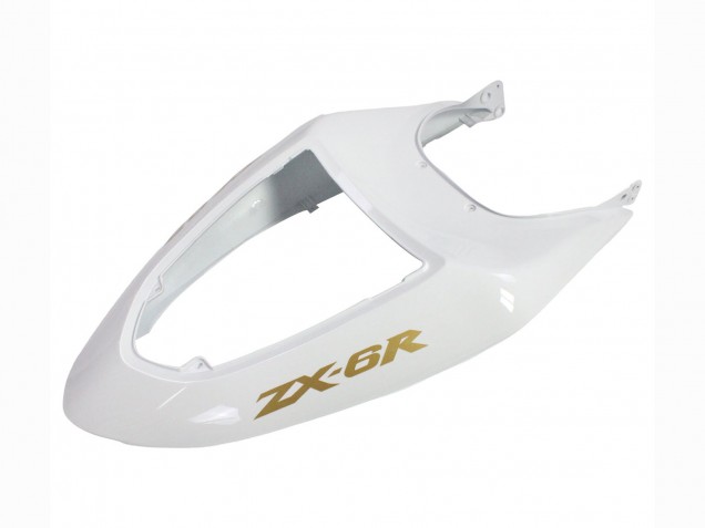 2005-2006 Kawasaki ZX6R Motorcycle Fairings - White Black Gold Ninja