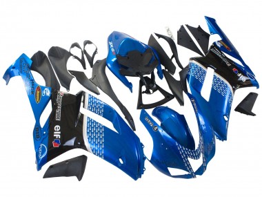 2007-2008 Kawasaki ZX6R Motorcycle Fairings - Black Blue Elf