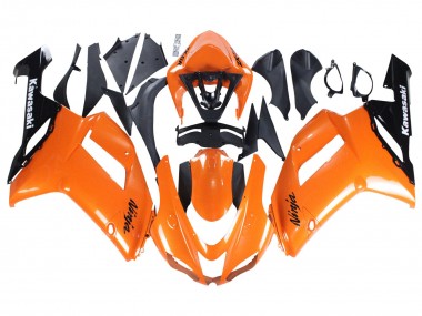2007-2008 Kawasaki ZX6R Motorcycle Fairings - Orange Black Ninja