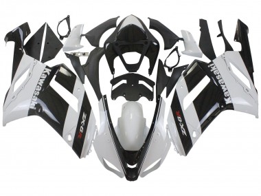 2007-2008 Kawasaki ZX6R Motorcycle Fairing - White Black