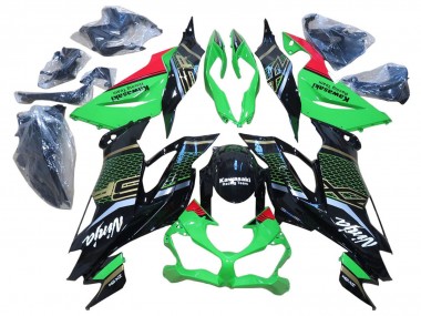 2009-2012 Kawasaki ZX6R Motorcycle Fairings - Red Glossy Black Honeycomb