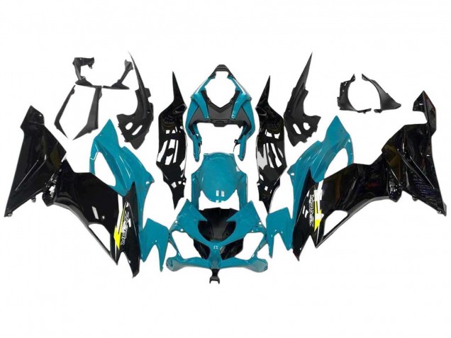 2009-2012 Kawasaki ZX6R Motorcycle Fairings - Light Blue Glossy Black Yellow