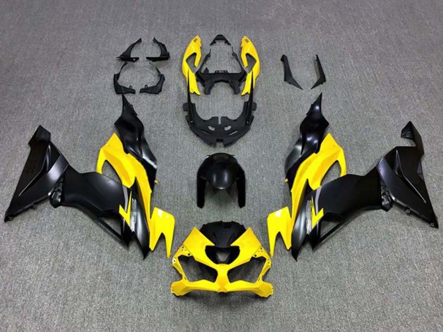 2019-2022 Kawasaki ZX6R Motorcycle Fairings - Yellow Matte Black