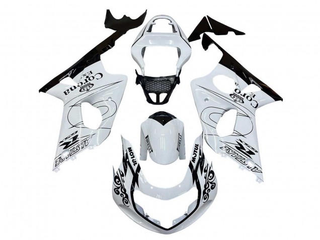 2000-2002 Suzuki GSXR1000 Motorcycle Fairings - White Black Motul Corona