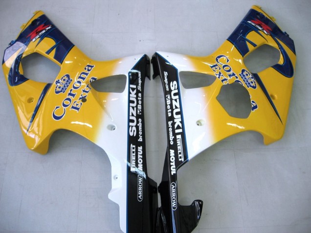 2000-2002 Suzuki GSXR1000 Motorcycle Fairings - Yellow Dark Blue White Motul Corona