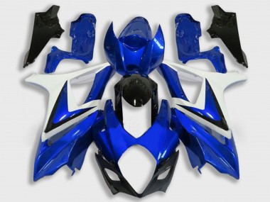 2007-2008 Suzuki GSXR 1000 Motorcycle Fairing - White Blue Black