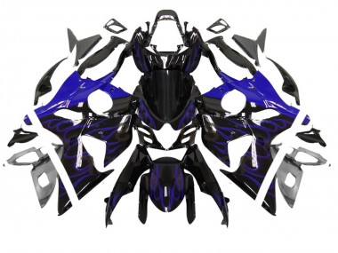 2007-2008 Suzuki GSXR 1000 Motorcycle Fairing - Glossy Black Blue Flame