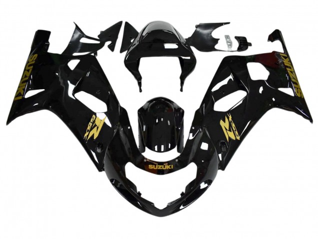 2001-2003 Suzuki GSXR 600 / GSXR 750 Motorcycle Fairings - Glossy Black Gold Decal
