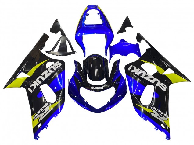 2001-2003 Suzuki GSXR 600 / GSXR 750 Motorcycle Fairings - Blue Yellow Glossy Black