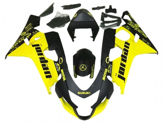 2004-2005 Suzuki GSXR 600 / GSXR 750 Motorcycle Fairings - Black Yellow Jordan