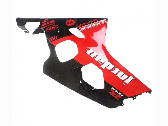 2004-2005 Suzuki GSXR 600 / GSXR 750 Motorcycle Fairings - Glossy Black Red Jordan Michelin