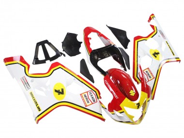2004-2005 Suzuki GSXR 600 / GSXR 750 Motorcycle Fairings - White Red Yellow Michelin Texaon Heron 7