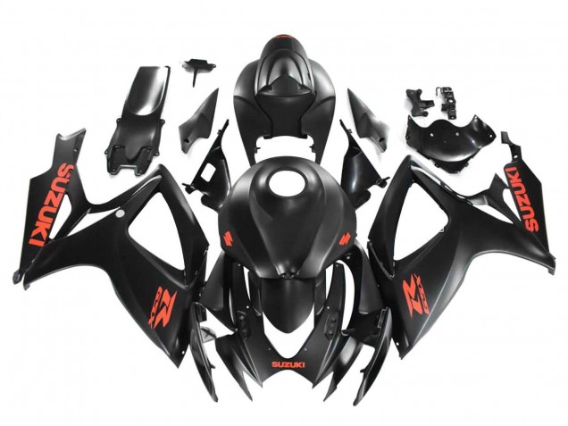 2004-2005 Suzuki GSXR 600 / GSXR 750 Motorcycle Fairings - Matte Black Red Decal
