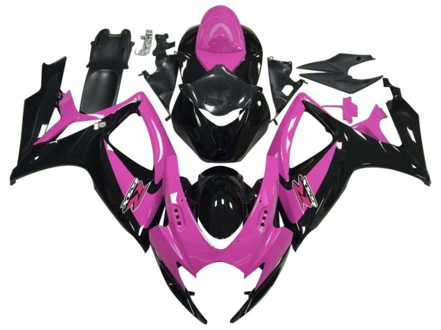 2006-2007 Suzuki GSXR 600 / GSXR 750 Motorcycle Fairing - Pink Glossy Black