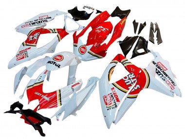 2008-2010 Suzuki GSXR 600 / GSXR 750 Motorcycle Fairings - White Red Motul Lucky Strike
