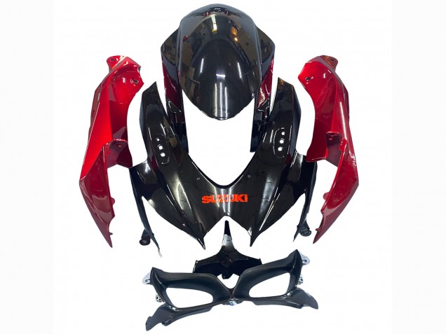 2008-2010 Suzuki GSXR 600 / GSXR 750 Motorcycle Fairing - Red Glossy Black