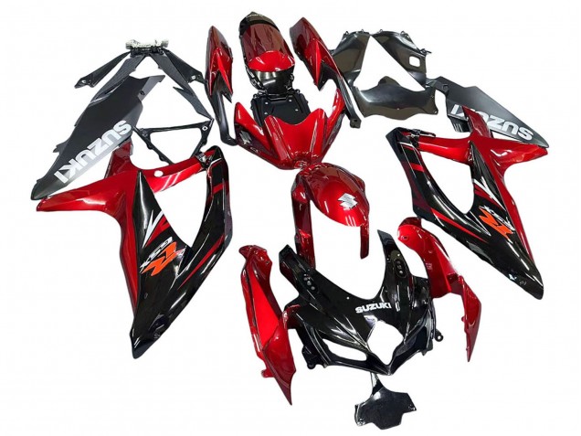 2008-2010 Suzuki GSXR 600 / GSXR 750 Motorcycle Fairings - Red Glossy Black
