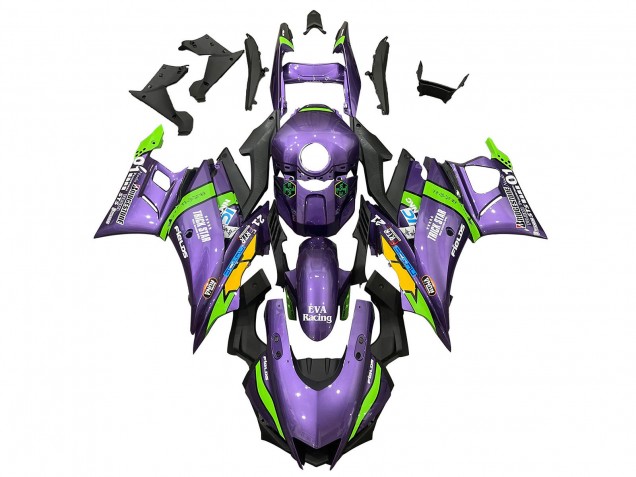 2019-2021 Yamaha YZF R3/R25 Motorcycle Fairings - Purple Green White EVA Racing