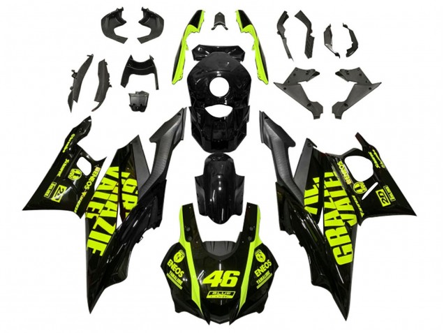 2019-2021 Yamaha YZF R3/R25 Motorcycle Fairings - Black Neon Yellow 46
