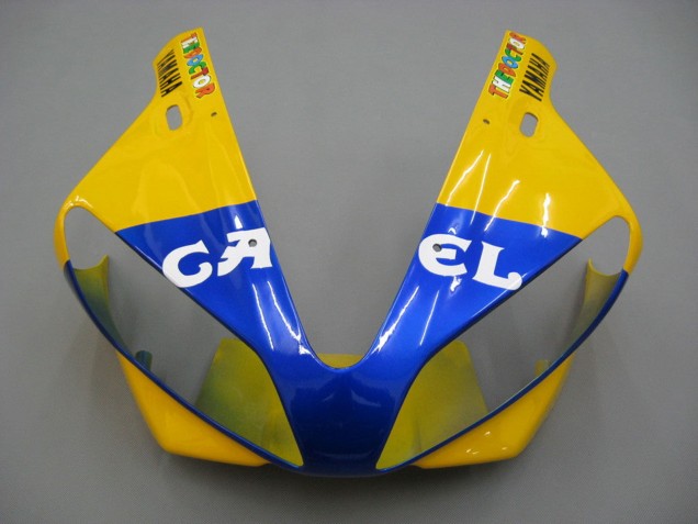 2000-2001 Yamaha YZF 1000 R1 Motorcycle Fairings - White Yellow Blue Motul Camel