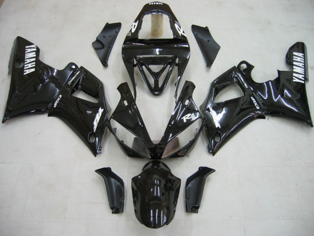 2000-2001 Yamaha YZF 1000 R1 Motorcycle Fairings - Glossy Black White Decal
