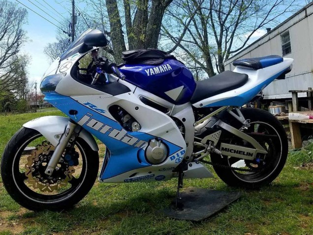 1998-2002 Yamaha YZF 600 R6 Motorcycle Fairings - White Blue Jordan