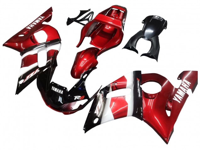 1998-2002 Yamaha YZF 600 R6 Motorcycle Fairings - Red White Glossy Black