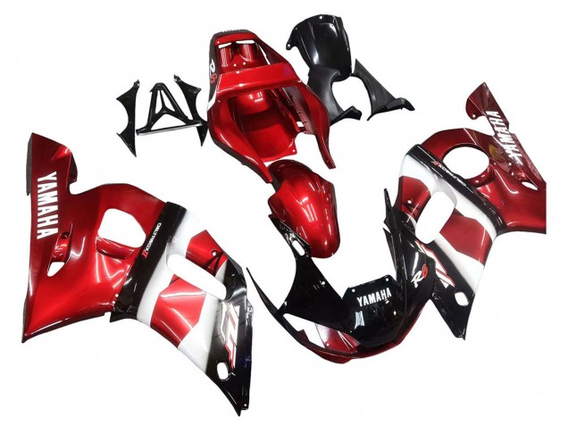 1998-2002 Yamaha YZF 600 R6 Motorcycle Fairings - Red White Glossy Black