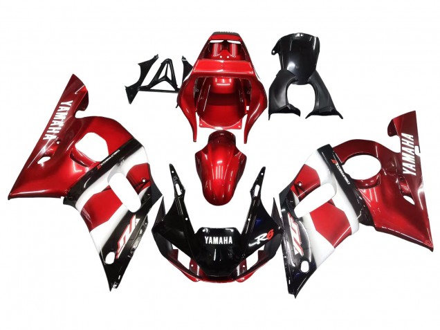 1998-2002 Yamaha YZF 600 R6 Motorcycle Fairings - Red White Glossy Black