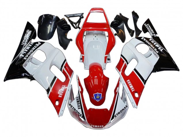1998-2002 Yamaha YZF 600 R6 Motorcycle Fairings - White Red Black Petronas Yamalube 50th