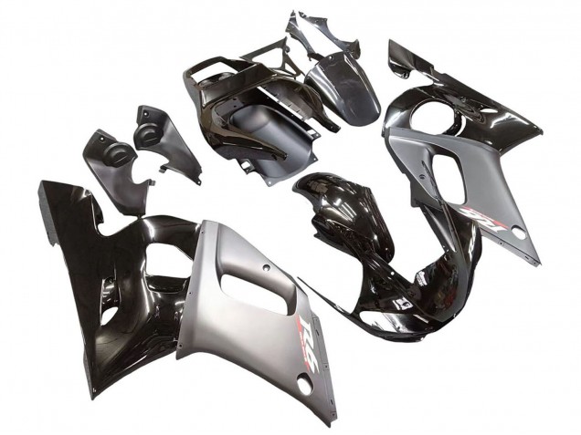 1998-2002 Yamaha YZF 600 R6 Motorcycle Fairings - Silver Glossy Black