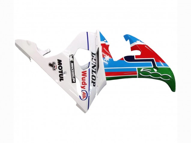 2003-2004 Yamaha YZF R6 Motorcycle Fairings - White Blue Green Red Kastinee Dunlop Motul