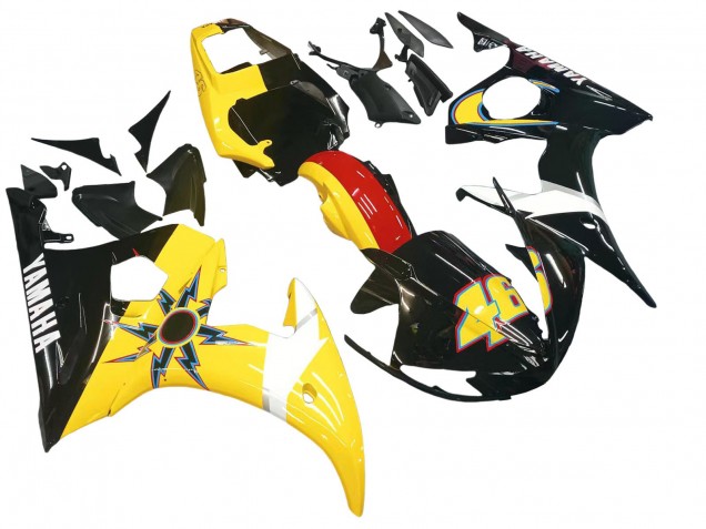 2003-2004 Yamaha YZF R6 Motorcycle Fairings - Yellow Red Glossy Black 46