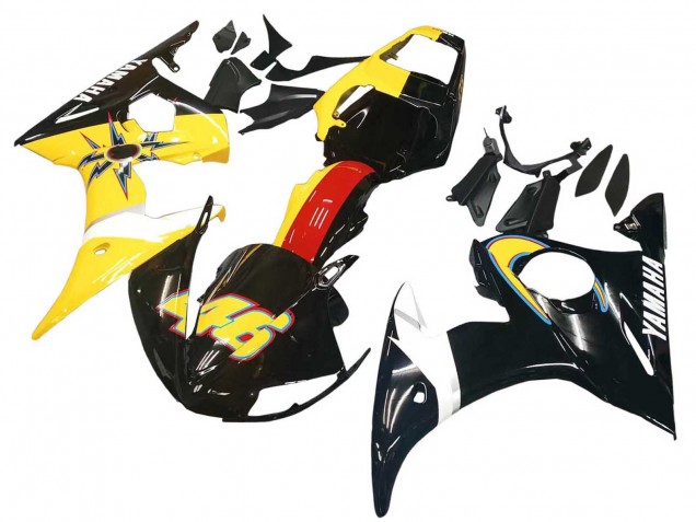 2003-2004 Yamaha YZF R6 Motorcycle Fairings - Yellow Red Glossy Black 46