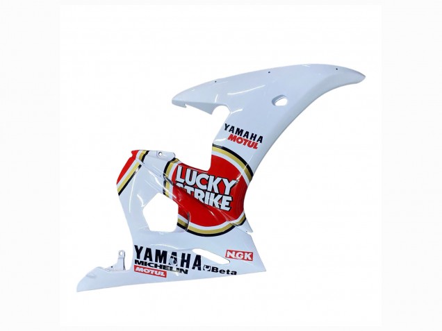 2003-2004 Yamaha YZF R6 Motorcycle Fairings - White Red Lucky Strike Motul