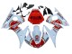 2003-2004 Yamaha YZF R6 Motorcycle Fairings - White Red Lucky Strike Motul